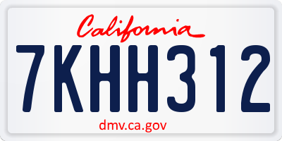 CA license plate 7KHH312