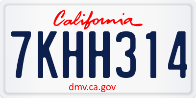 CA license plate 7KHH314