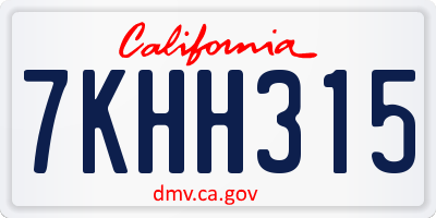 CA license plate 7KHH315