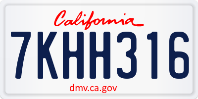 CA license plate 7KHH316