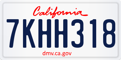CA license plate 7KHH318