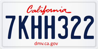 CA license plate 7KHH322
