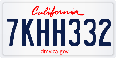 CA license plate 7KHH332