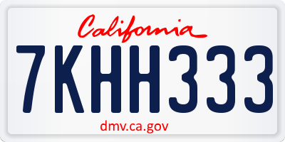 CA license plate 7KHH333