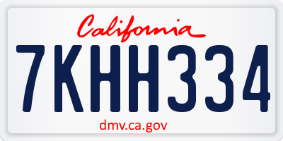 CA license plate 7KHH334