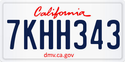 CA license plate 7KHH343