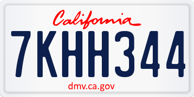 CA license plate 7KHH344