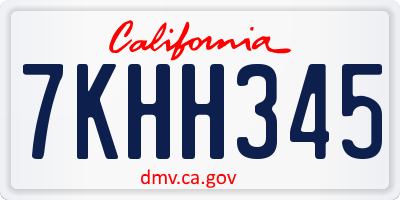 CA license plate 7KHH345