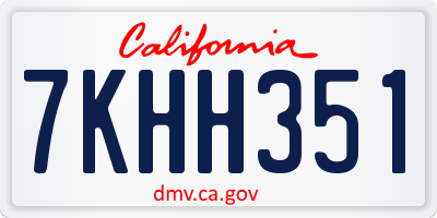 CA license plate 7KHH351