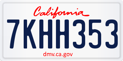 CA license plate 7KHH353