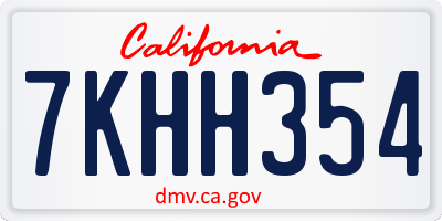 CA license plate 7KHH354
