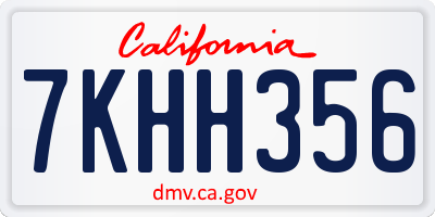 CA license plate 7KHH356