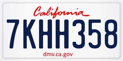 CA license plate 7KHH358