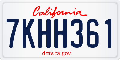 CA license plate 7KHH361