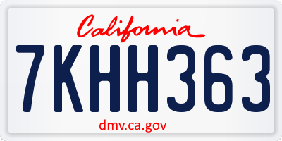 CA license plate 7KHH363