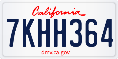 CA license plate 7KHH364
