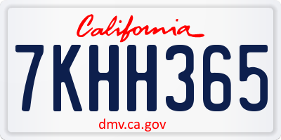 CA license plate 7KHH365
