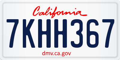 CA license plate 7KHH367