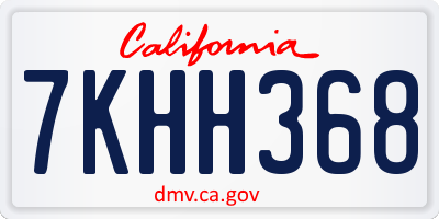 CA license plate 7KHH368