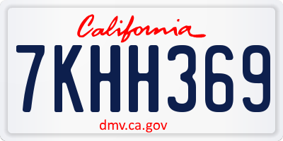 CA license plate 7KHH369