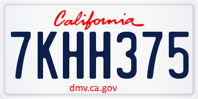 CA license plate 7KHH375