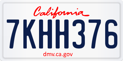 CA license plate 7KHH376