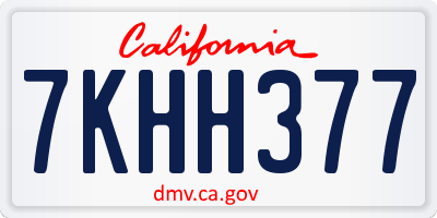 CA license plate 7KHH377
