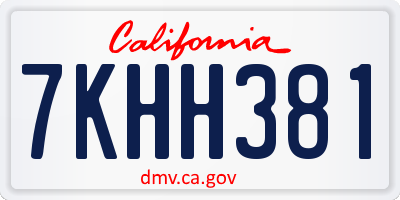 CA license plate 7KHH381