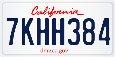 CA license plate 7KHH384