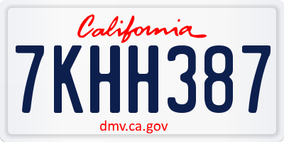 CA license plate 7KHH387