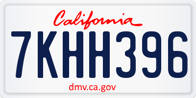 CA license plate 7KHH396