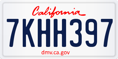 CA license plate 7KHH397
