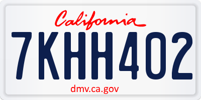 CA license plate 7KHH402