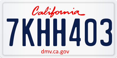 CA license plate 7KHH403