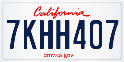 CA license plate 7KHH407