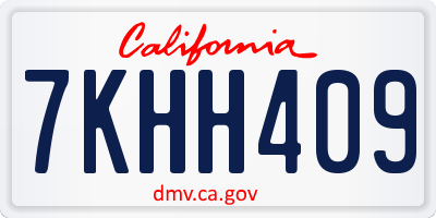 CA license plate 7KHH409