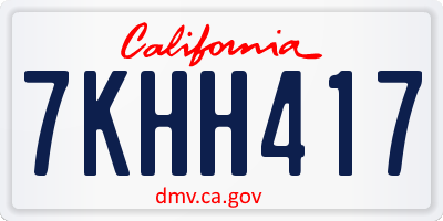CA license plate 7KHH417