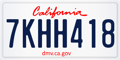 CA license plate 7KHH418