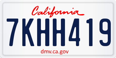 CA license plate 7KHH419