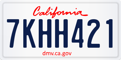 CA license plate 7KHH421