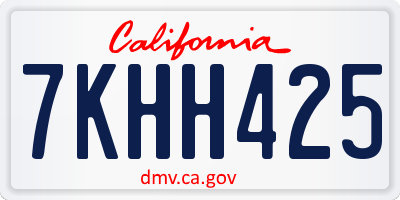 CA license plate 7KHH425