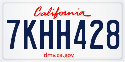 CA license plate 7KHH428