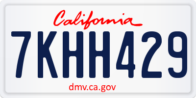 CA license plate 7KHH429