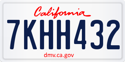CA license plate 7KHH432