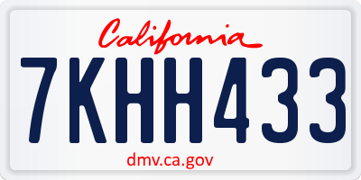 CA license plate 7KHH433