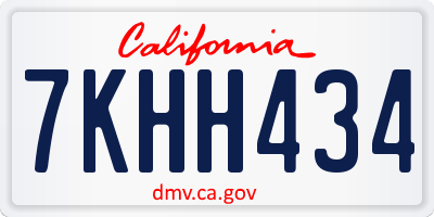 CA license plate 7KHH434