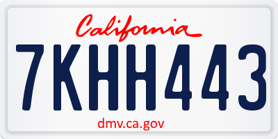 CA license plate 7KHH443