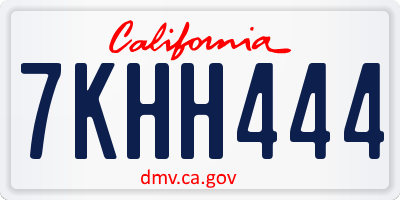 CA license plate 7KHH444