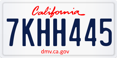 CA license plate 7KHH445