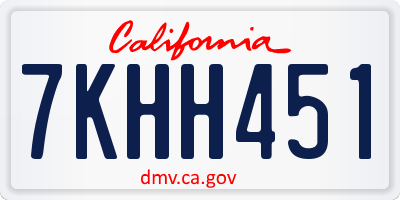 CA license plate 7KHH451